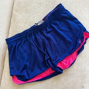 Nike Women's Dry Fit Shorts in Navy and Pink